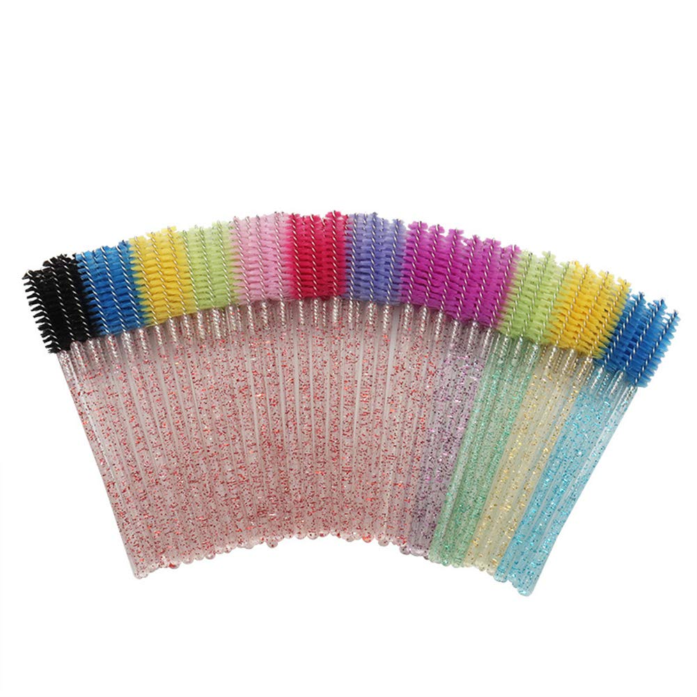 100-Piece Multi-Color Crystal Disposable Eyelash & Eyebrow Brushes - Shiny Mascara Wands for Lash Extensions, Makeup Application & Professional Salon Use - Perfect for Beauty Artists, DIY Makeup & Home Spa Days