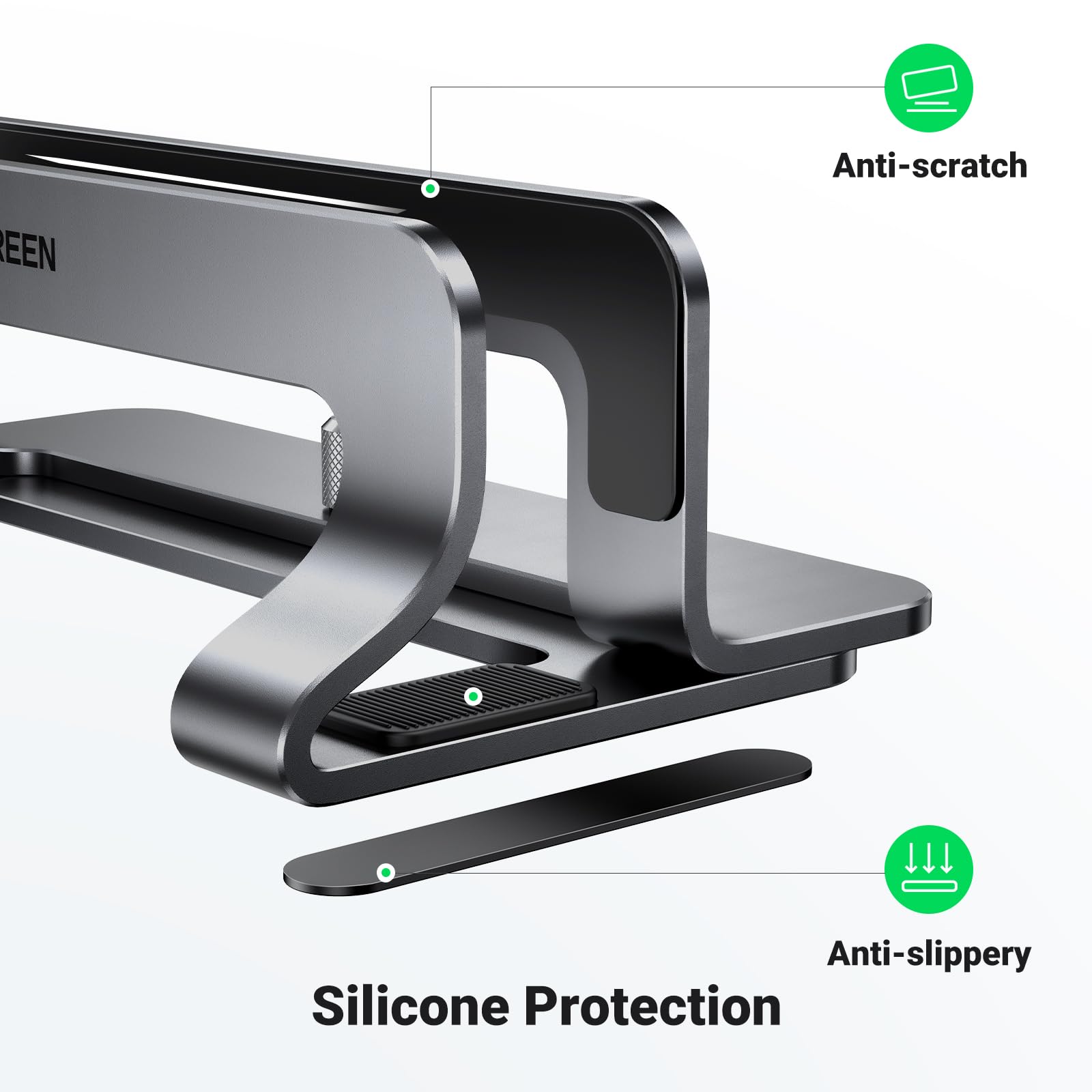 UGREEN Vertical Laptop Stand Holder - Adjustable Aluminum Desktop Organizer for MacBook Pro/Air & 17.3