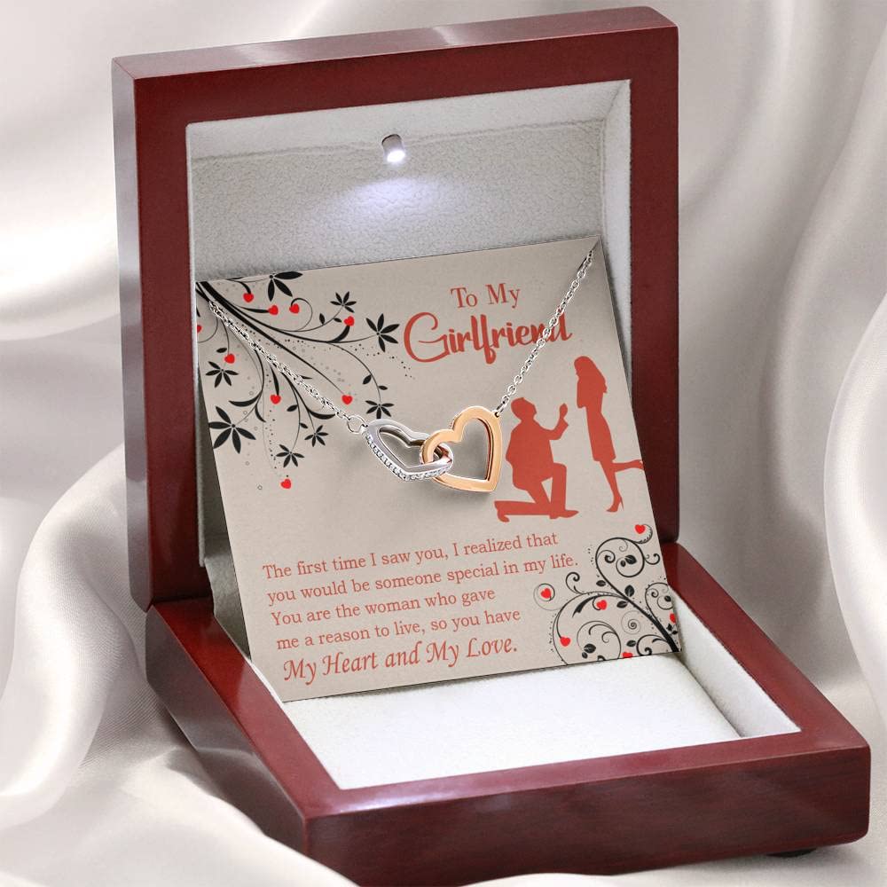 Girlfriend Necklace with Message Card - Heart & Love Inseparable Pendant in Surgical Steel - Romantic Birthday Gift for Her - Perfect for Anniversaries, Valentine's Day & Special Occasions