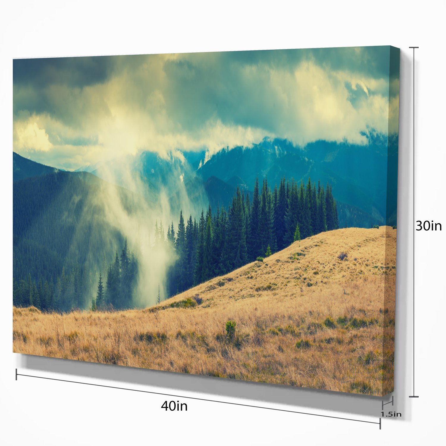 Blue Forest in Fog Landscape Photography Canvas Print - Stunning Nature Wall Art for Living Room, Bedroom & Office Decor