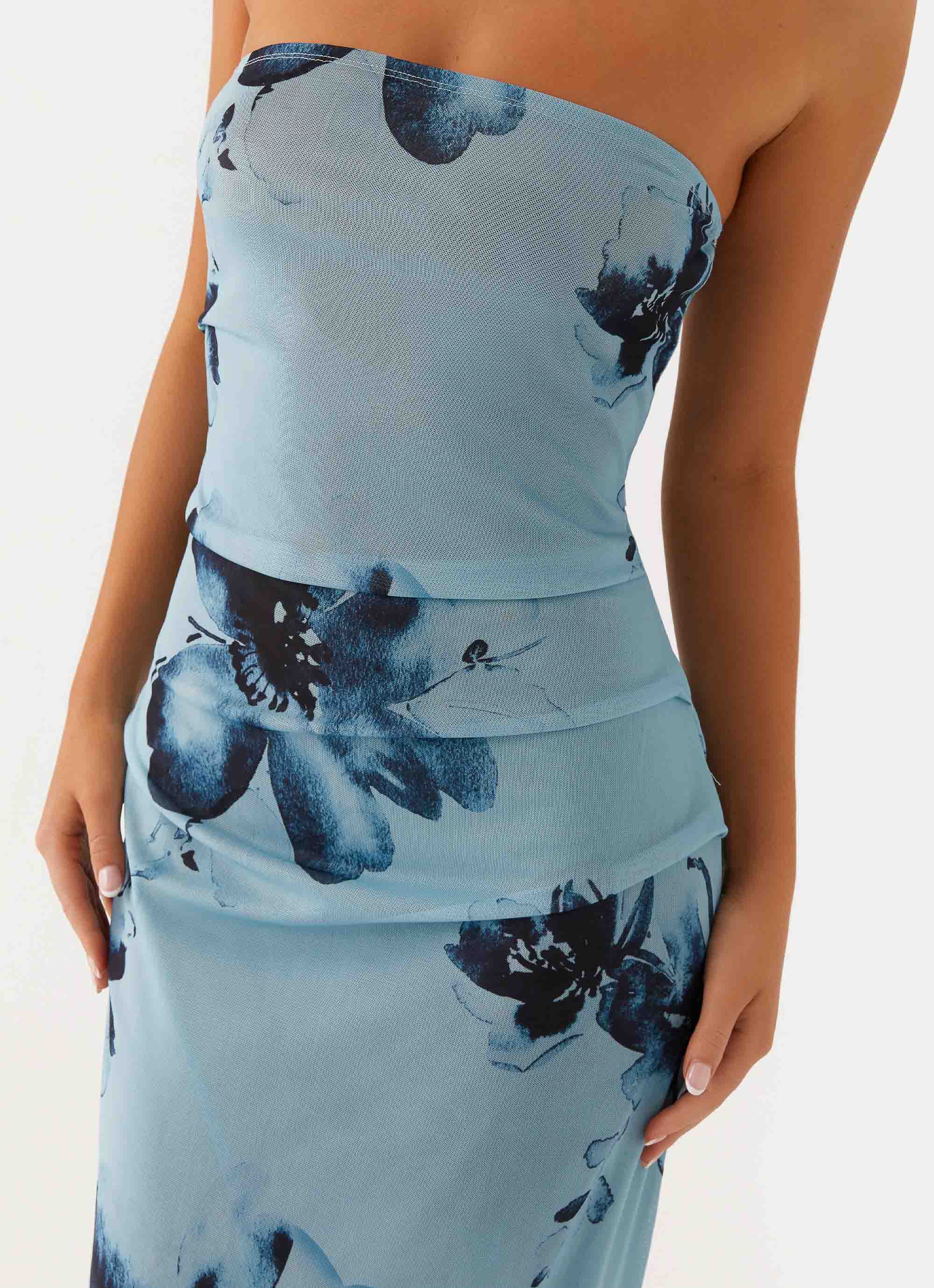 Field Of Dreams Maxi Dress - Blue Black Floral Print Long Summer Dress for Women | Perfect for Beach Vacations, Date Nights & Outdoor Parties