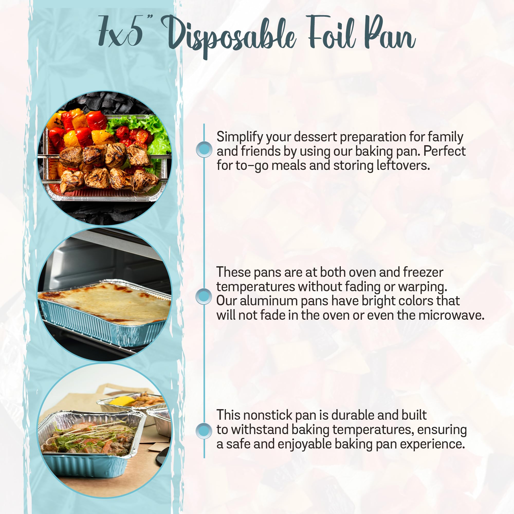 KitchenDance 1.5 lb Heavy Duty Colored Aluminum Foil Takeout Containers with Lids - Disposable Casserole Pans for Cooking, Baking, Freezing & Food Storage - Ideal for Meal Prep, Leftovers & Party Catering - Blue (Pack of 125)