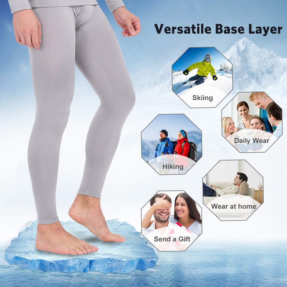 MANCYFIT Men's Thermal Pants - Winter Compression Base Layer Leggings, Long Underwear Bottoms for Cold Weather - Ideal for Skiing, Hiking & Outdoor Activities