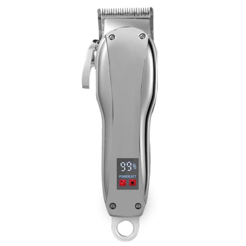 Professional Hair Clipper Trimmer for Men - Rechargeable Barber Clippers with Zero Gap Adjustment, Beard Trimmer Machine (Silver) - Perfect for Home Haircuts, Beard Grooming & Professional Salon Use