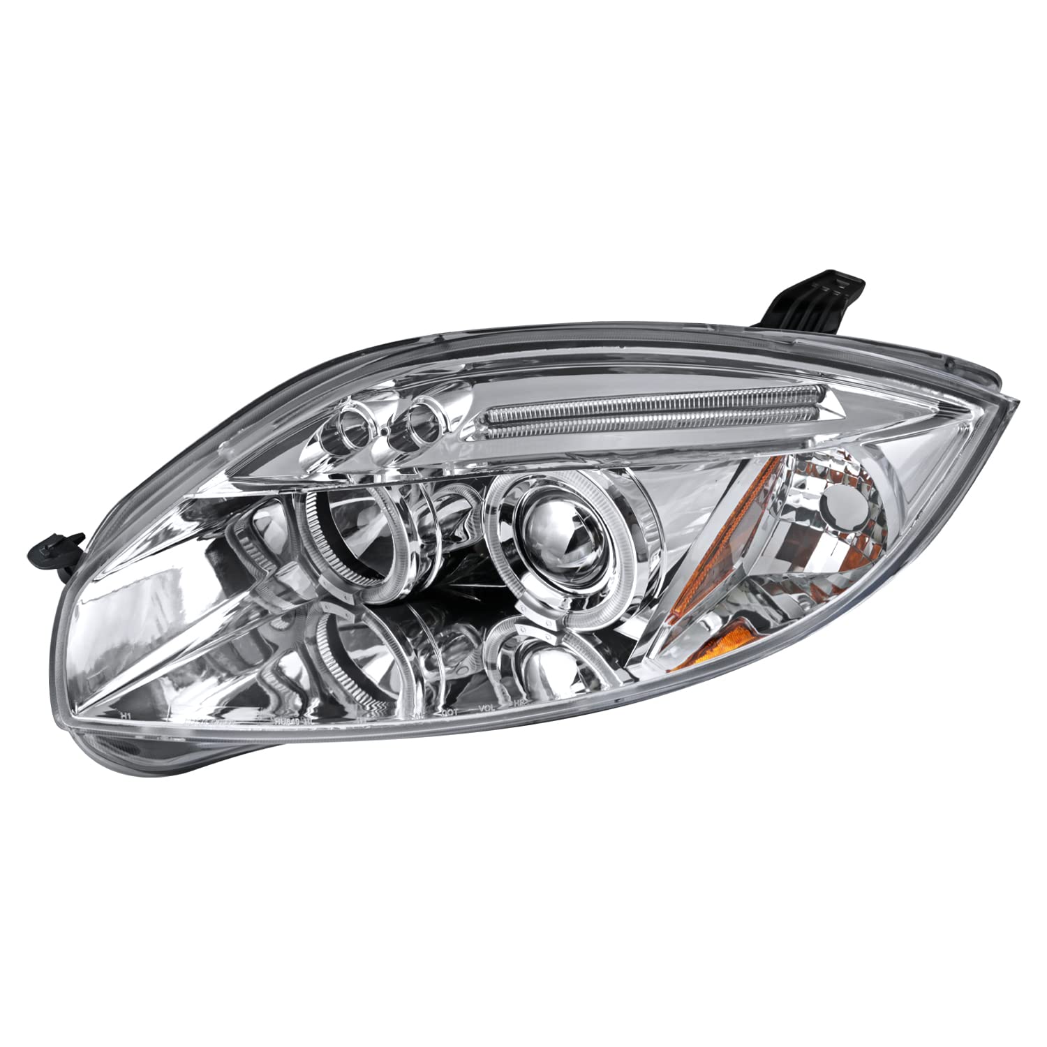 Spec-D Tuning Chrome Halo LED Projector Headlights & Clear Tail Brake Lights - Compatible with 2006-2011 Mitsubishi Eclipse (Left & Right Pair Headlamp Assembly) - Perfect for Night Driving & Car Customization