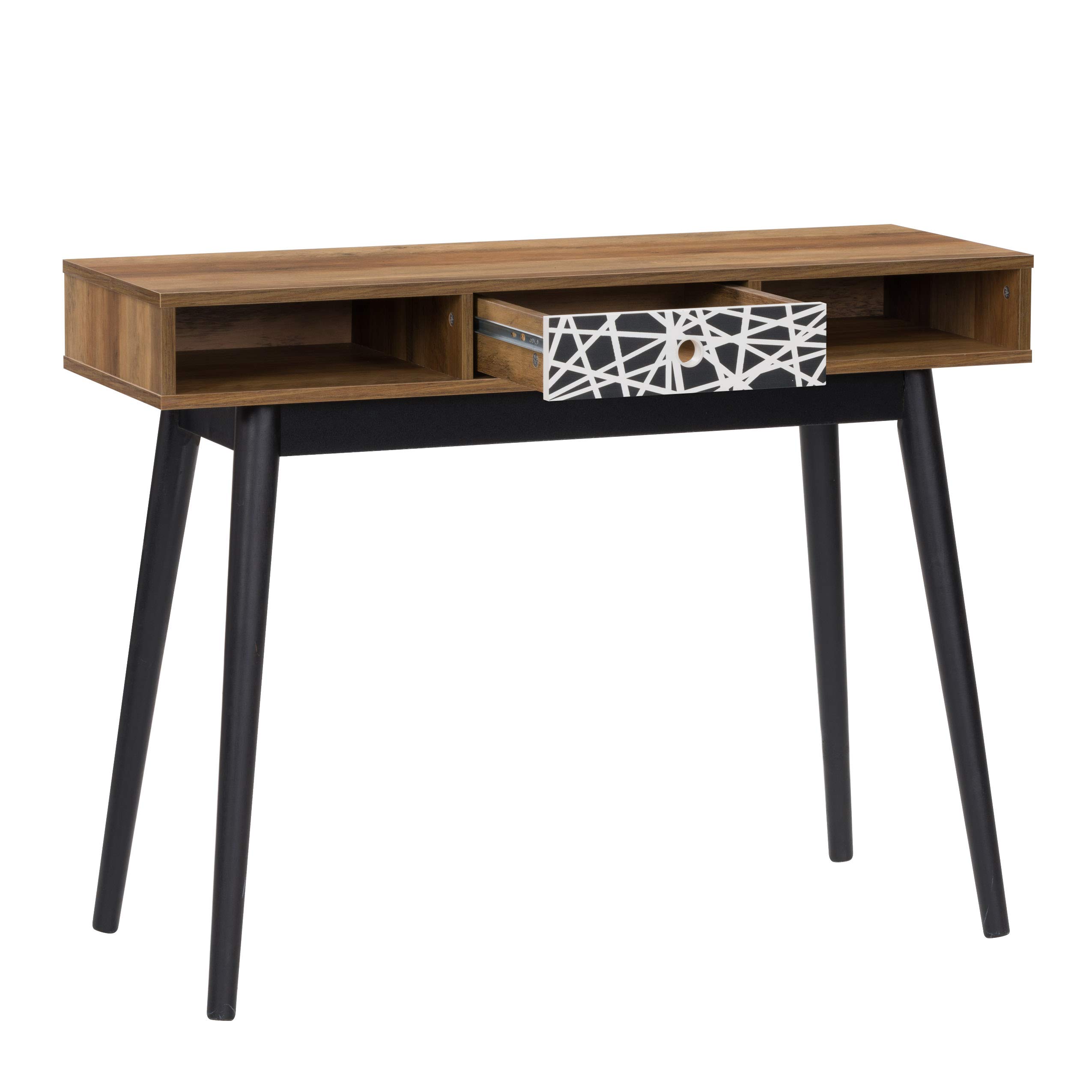 CorLiving Acerra Entryway Table with Drawer - Rustic Brown Wood Console Table, Small Desk for Hallway, Living Room & Office - Perfect for Storage & Home Decor