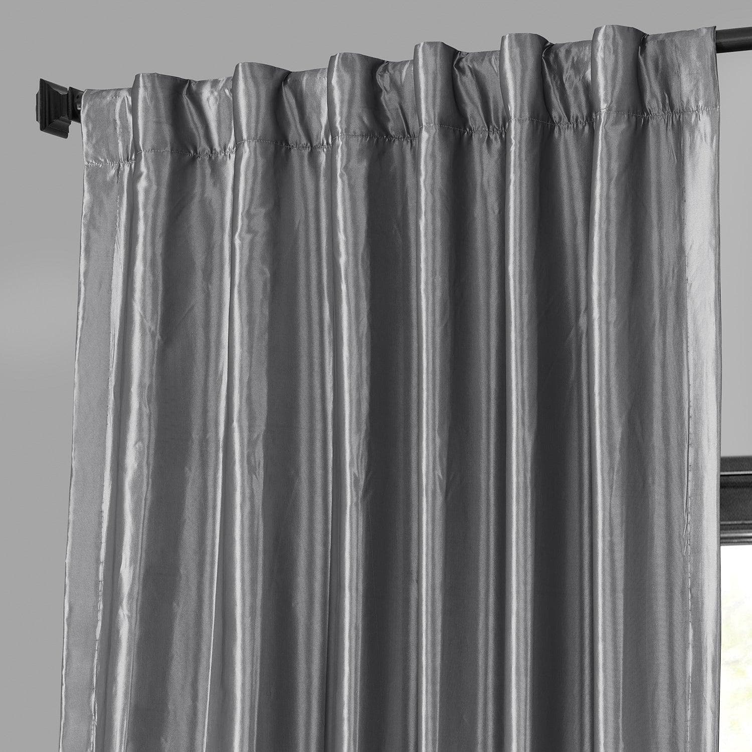 Premium Platinum Faux Silk Taffeta Blackout Curtains for Bedroom - Thermal Insulated Noise Reducing Window Drapes for Living Room & Nursery (Black, 84 Inch)