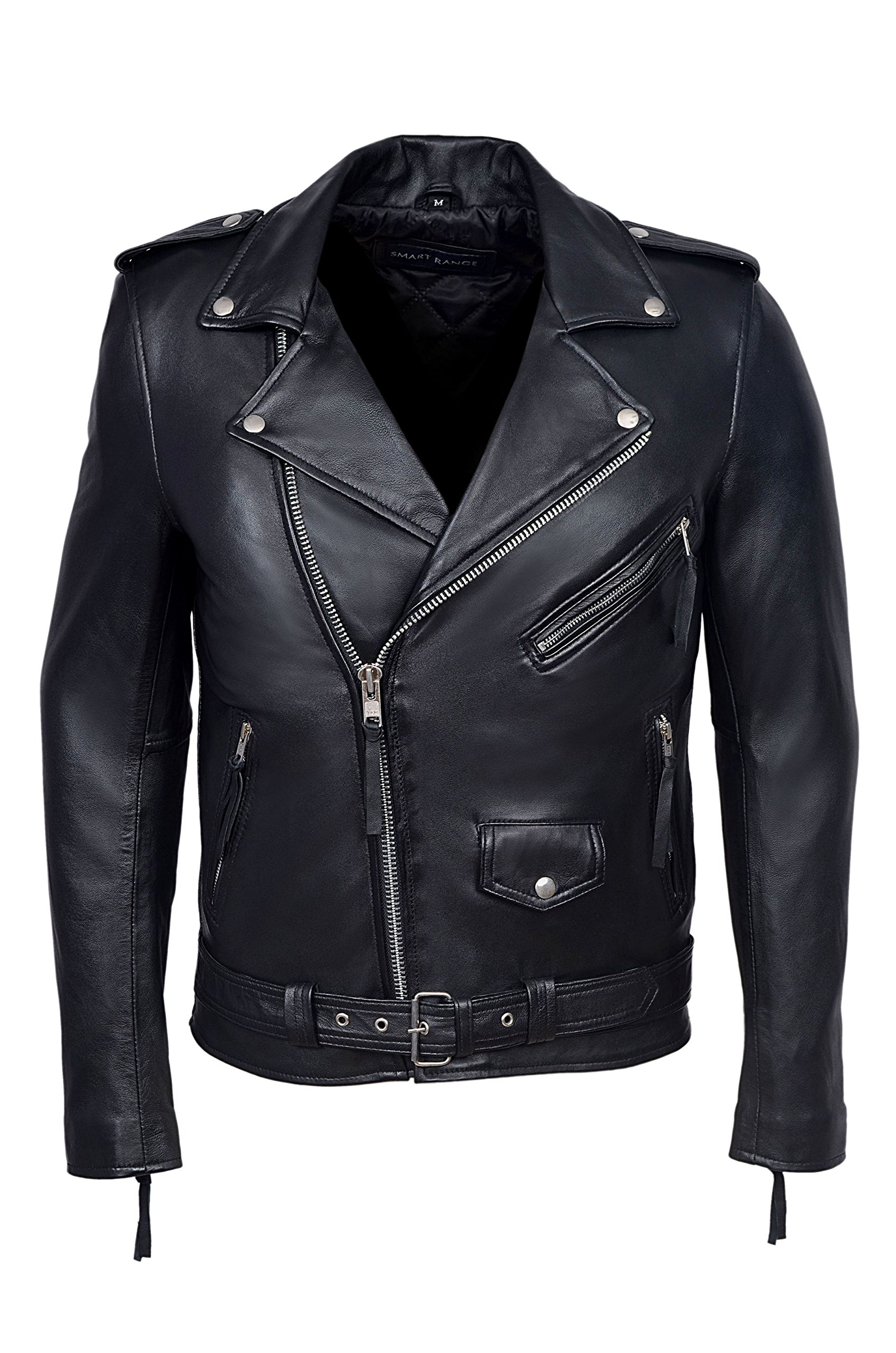 Genuine 100% Lambskin Leather Jacket for Men - Classic Biker Style Motorcycle Jacket with Premium Stitching | Perfect for Casual Wear, Motorcycle Riding & Outdoor Adventures