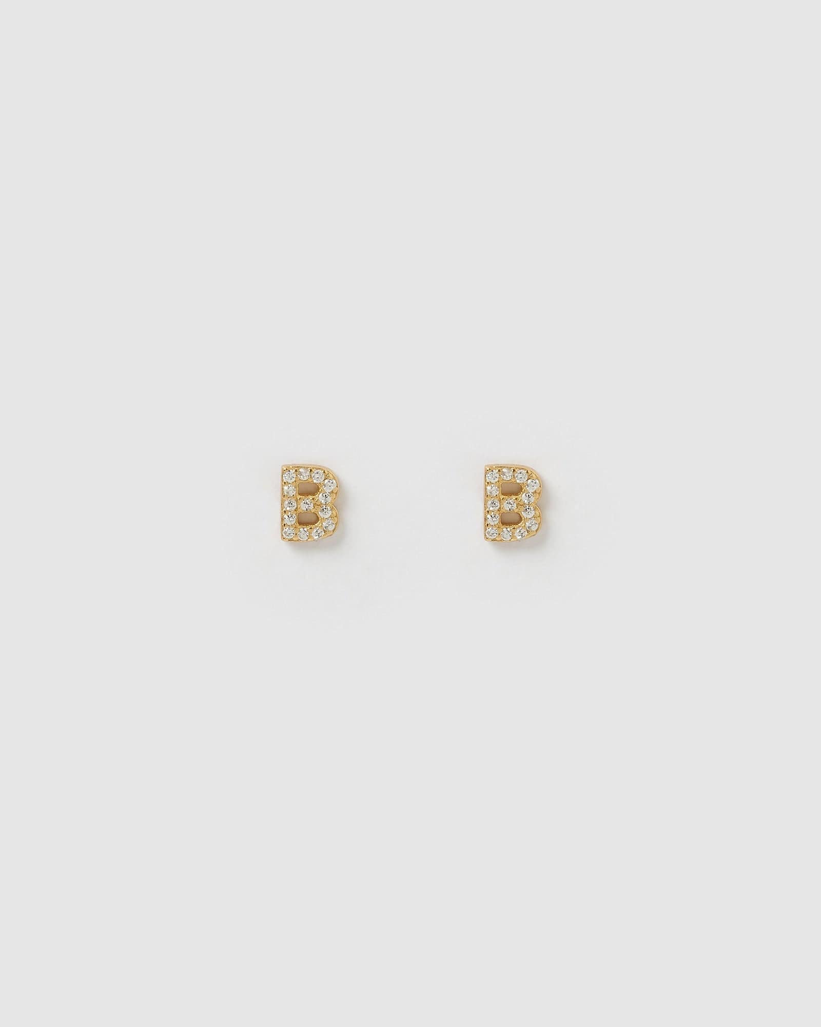 Izoa Gold Alphabet Mini Letter B Stud Earrings - Perfect for Everyday Wear, Gifts & Initial Jewelry Lovers