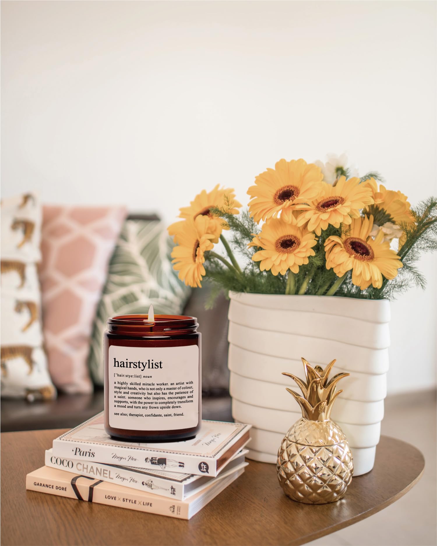 Funny Hairstylist Gifts - Sandalwood Rose Scented Candle for Women | Perfect Thank You Gift for Hairdressers & Stylists | Relaxing Aromatherapy for Salons & Home Spa