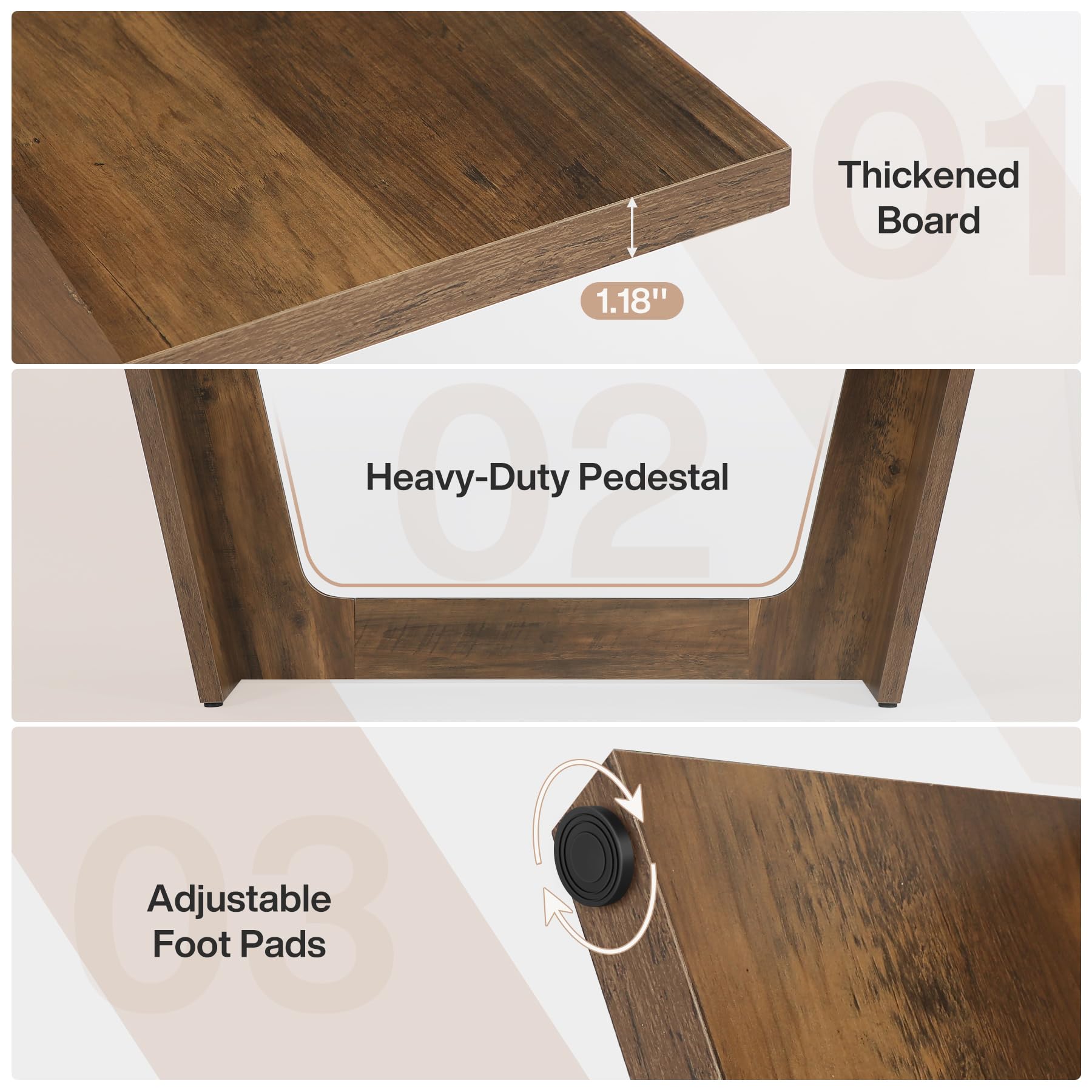Tribesigns 70.87-Inch Executive Computer Desk - Solid Wood Home Office Desk with Industrial Style, Large Writing Table for Business & Study, Brown - Perfect for Home Office, Gaming Setup & Remote Workstation