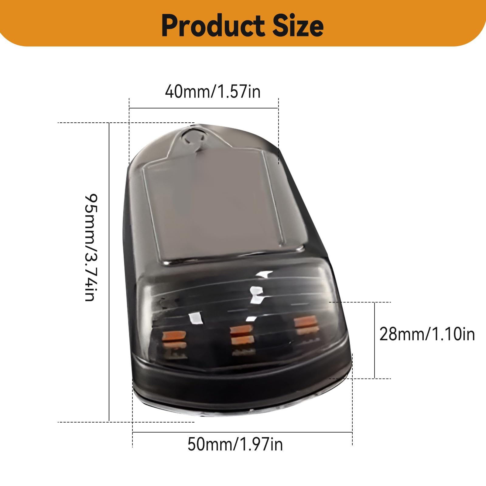 JOJOCY 5-Pack Solar Cab Lights for Trucks - No Drill Wireless 5mm LED Super Bright 400mAh Solar Powered Automatic Waterproof Roof Lights (Black Shell Yellow Light) - Perfect for Night Driving, Off-Roading & Vehicle Safety