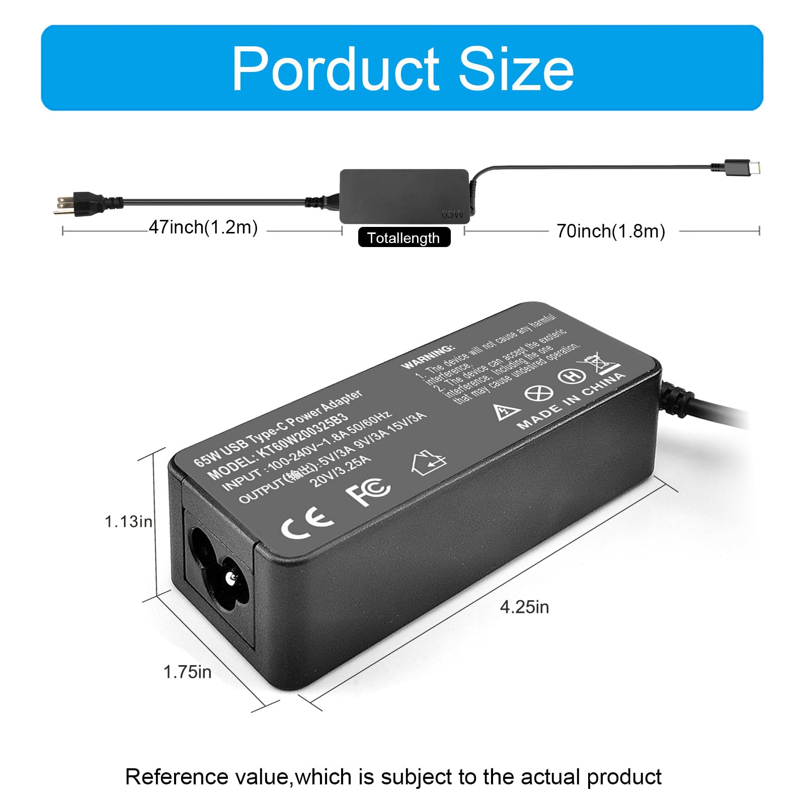 65W USB-C Fast Charger for Samsung Galaxy Book Laptop - Compatible with Galaxy Book Pro/Pro 360/Go - Perfect for Home, Office & Travel Charging