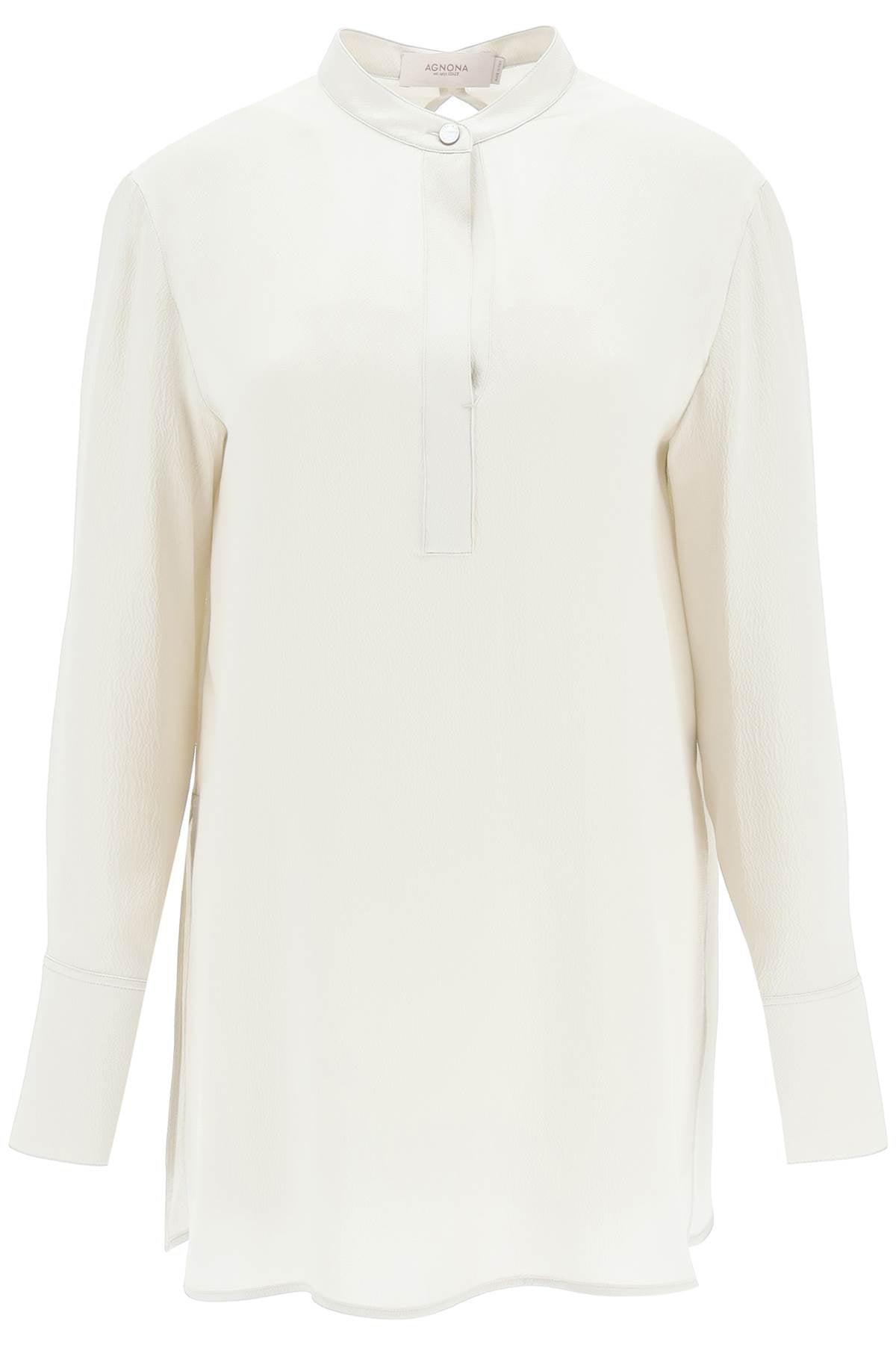 Agnona Hammered Silk Satin Blouse for Women | Elegant Luxury Shirt | Perfect for Office, Party & Special Occasions