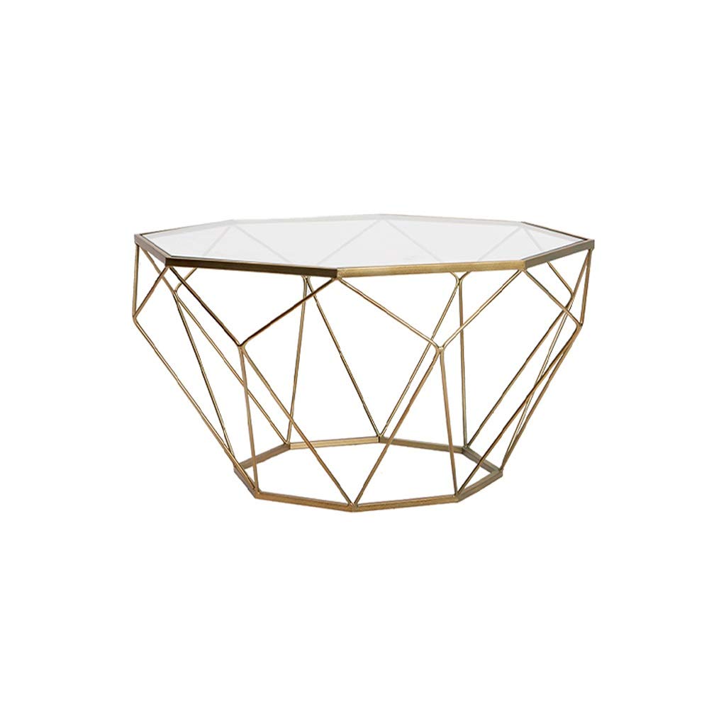 Nordic Wrought Iron Tempered Glass Coffee Table - Modern Gold Accent Living Room Furniture for Small Spaces | Perfect for Apartments, Condos & Cozy Home Decor