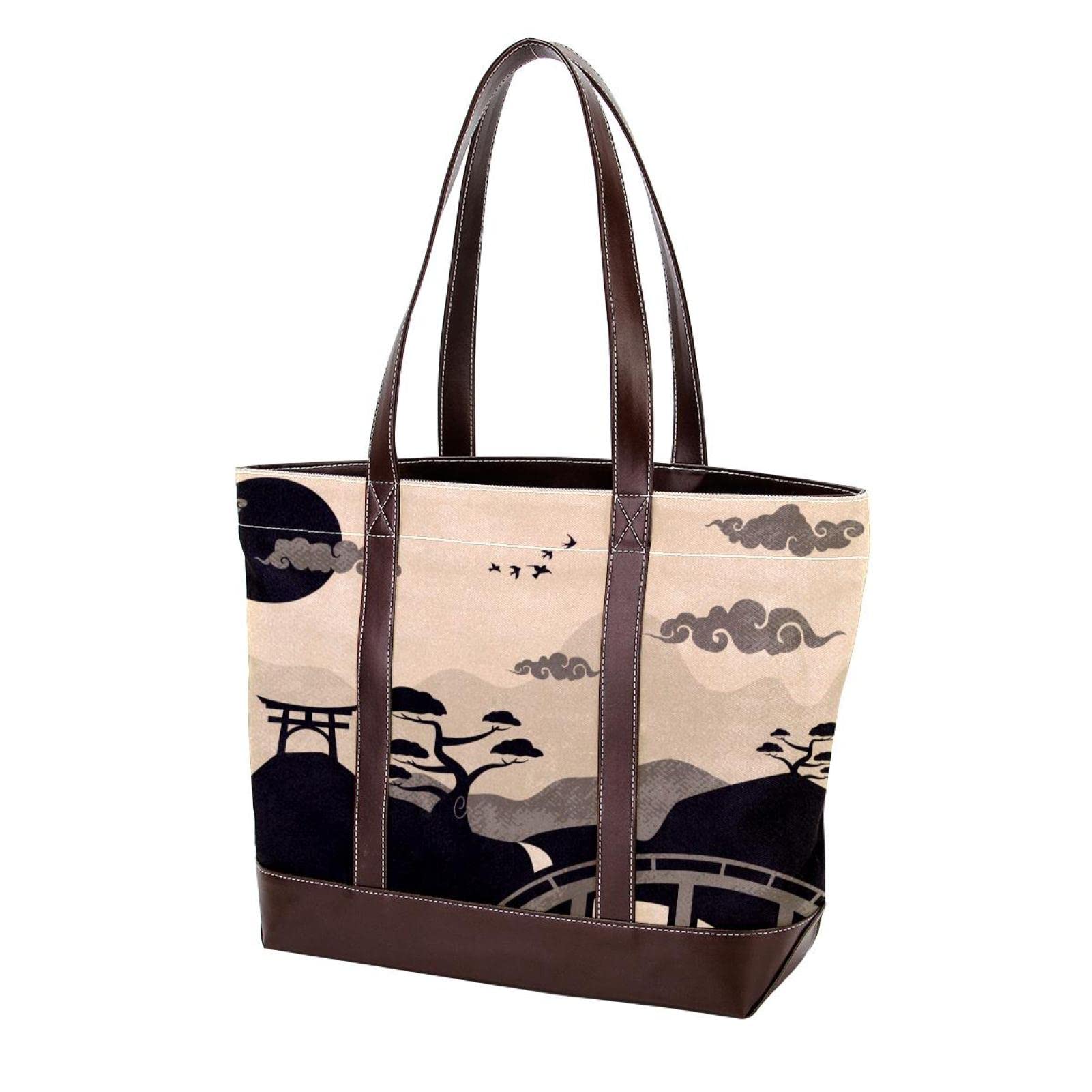Stylish Large Leather & Canvas Tote Bags for Women - Top Handle Shoulder Satchel Hobo Purse - Perfect for Work, Travel & Everyday Use