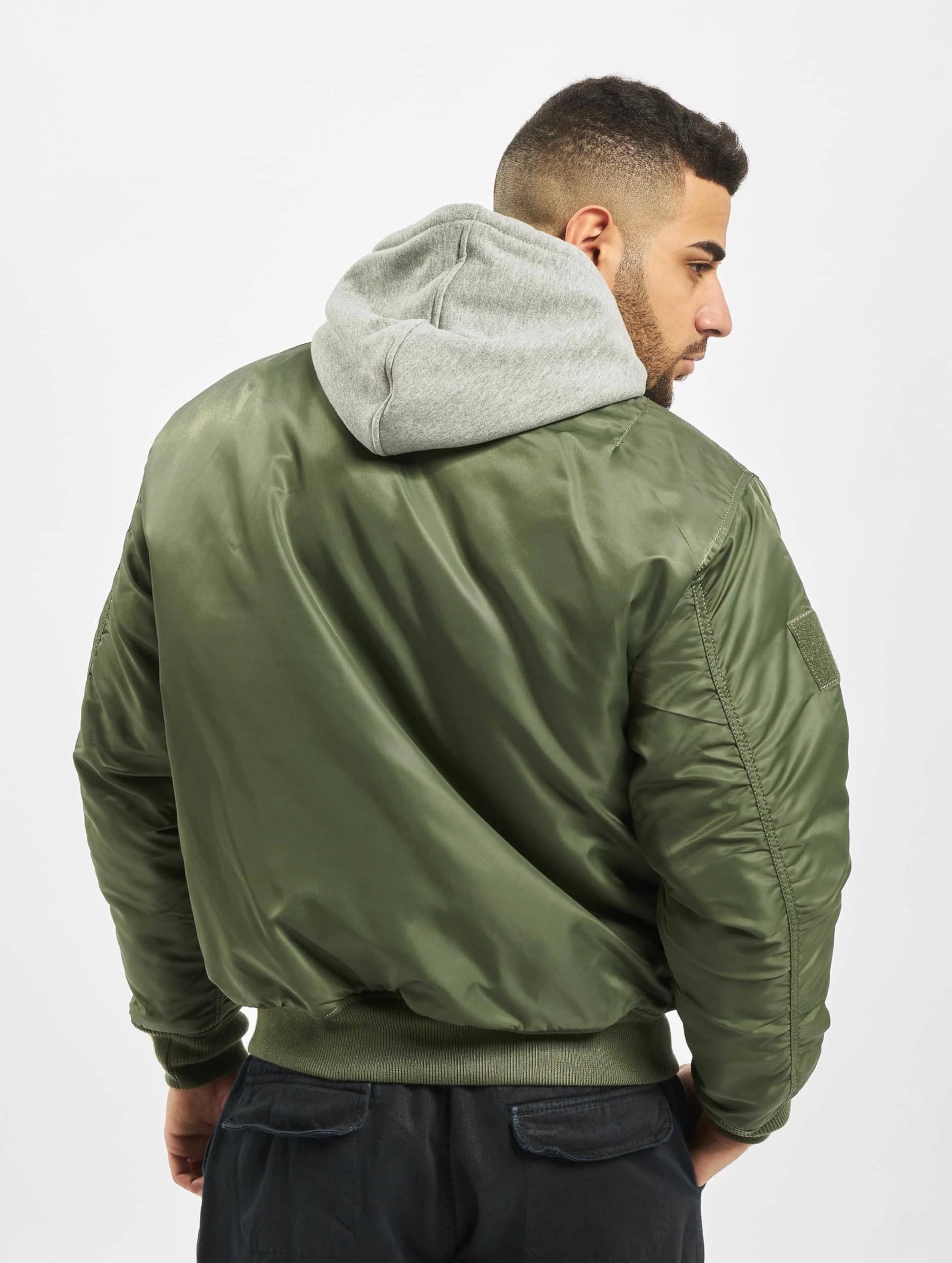 Brandit Men's MA1 Sweat Hooded Jacket - Olive & Gray Bomber Style Jacket for Men | Casual Streetwear, Outdoor Activities & Urban Fashion