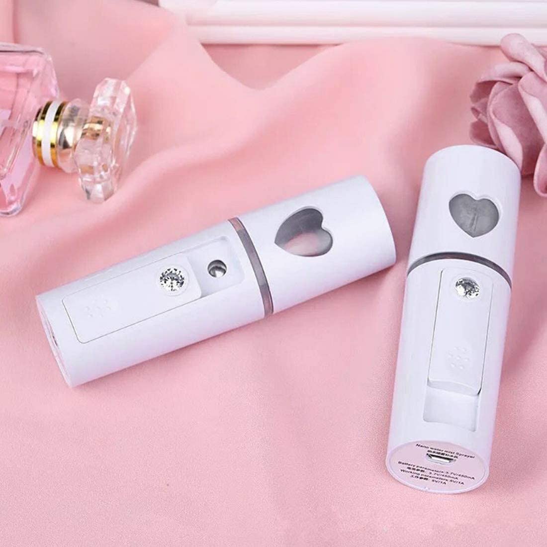 TheUrbanShop Nano Mist Facial Steamer - Portable Handheld Face Mister Sprayer for Moisturizing, Pore Care & Makeup Removal - White Plastic Skin Rejuvenation Device - Perfect for Home Spa, Travel & On-the-Go Skincare