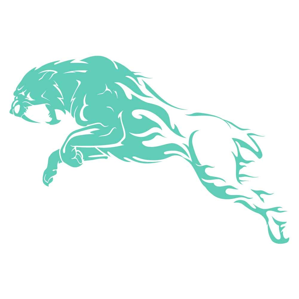 Leaping Fire Saber Tooth Tiger 9 Inch Vinyl Decal - Waterproof Durable Sticker for Walls, Laptops, Cars, Windows - Indoor & Outdoor Use