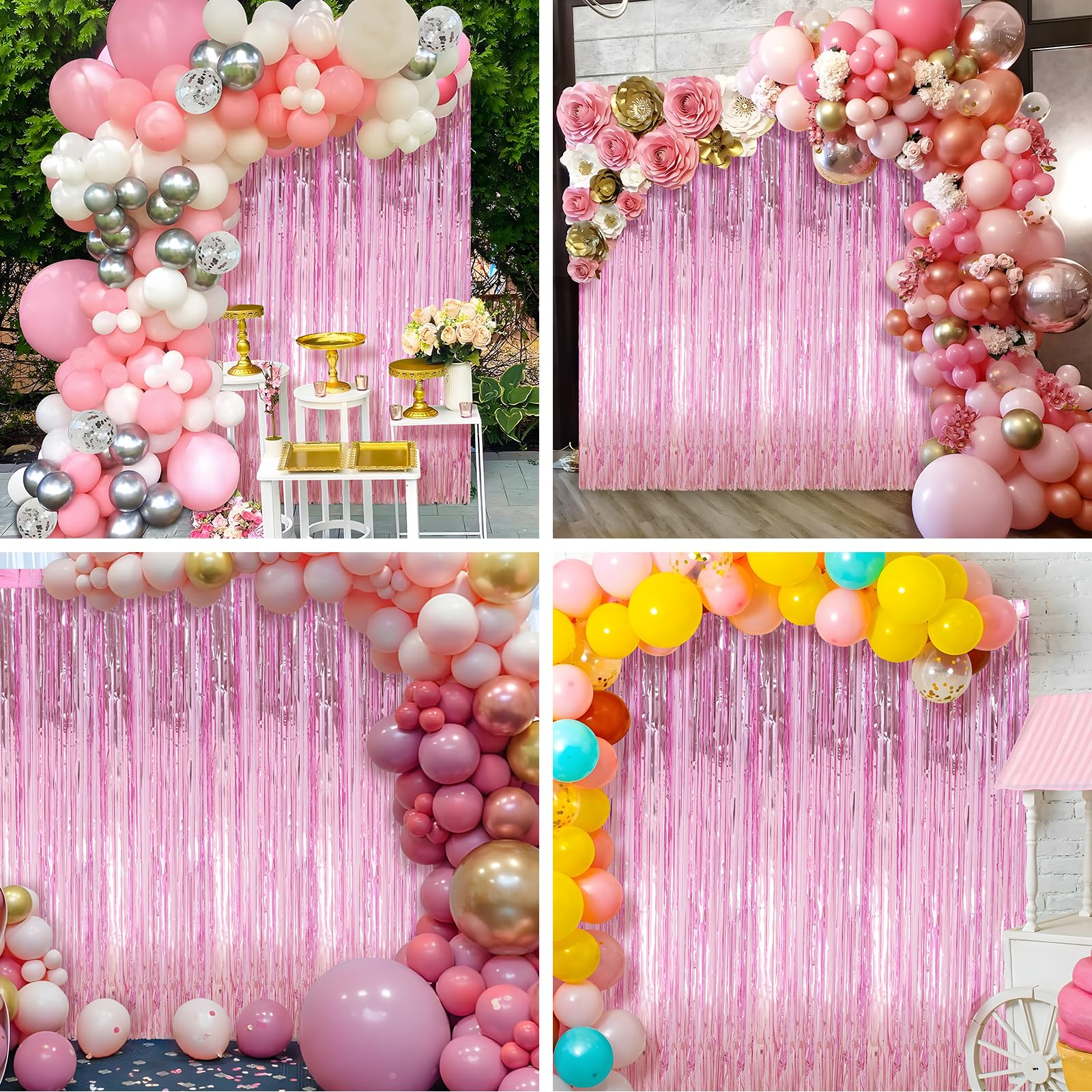 2 Pack Pink Foil Fringe Curtains - 3.3 x 8.2 ft Tinsel Party Streamers for Birthday, Baby Shower & Bridal Decor | Barbie Themed Backdrop, Door Fringe & Photo Booth Background | Perfect for Birthday Parties, Wedding Decorations & Event Photo Backdrops