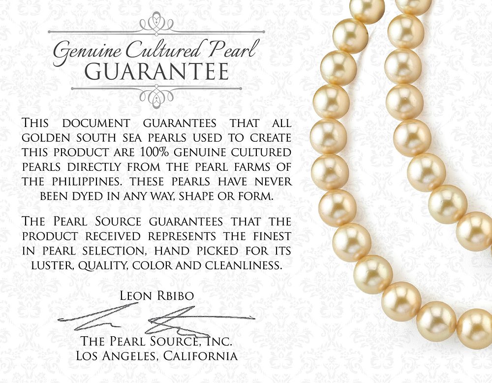 14K Gold Round Golden South Sea Cultured Pearl Solitaire Pendant Necklace for Women - Elegant Pearl Jewelry Gift for Anniversary, Wedding & Special Occasions