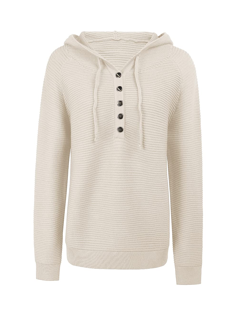 Lrady Women's Casual Pullover Sweater Knit Hoodie - Button Front V-Neck Henley Shirt Blouse & Tunic Top for Everyday Wear, Work & Weekend Outfits