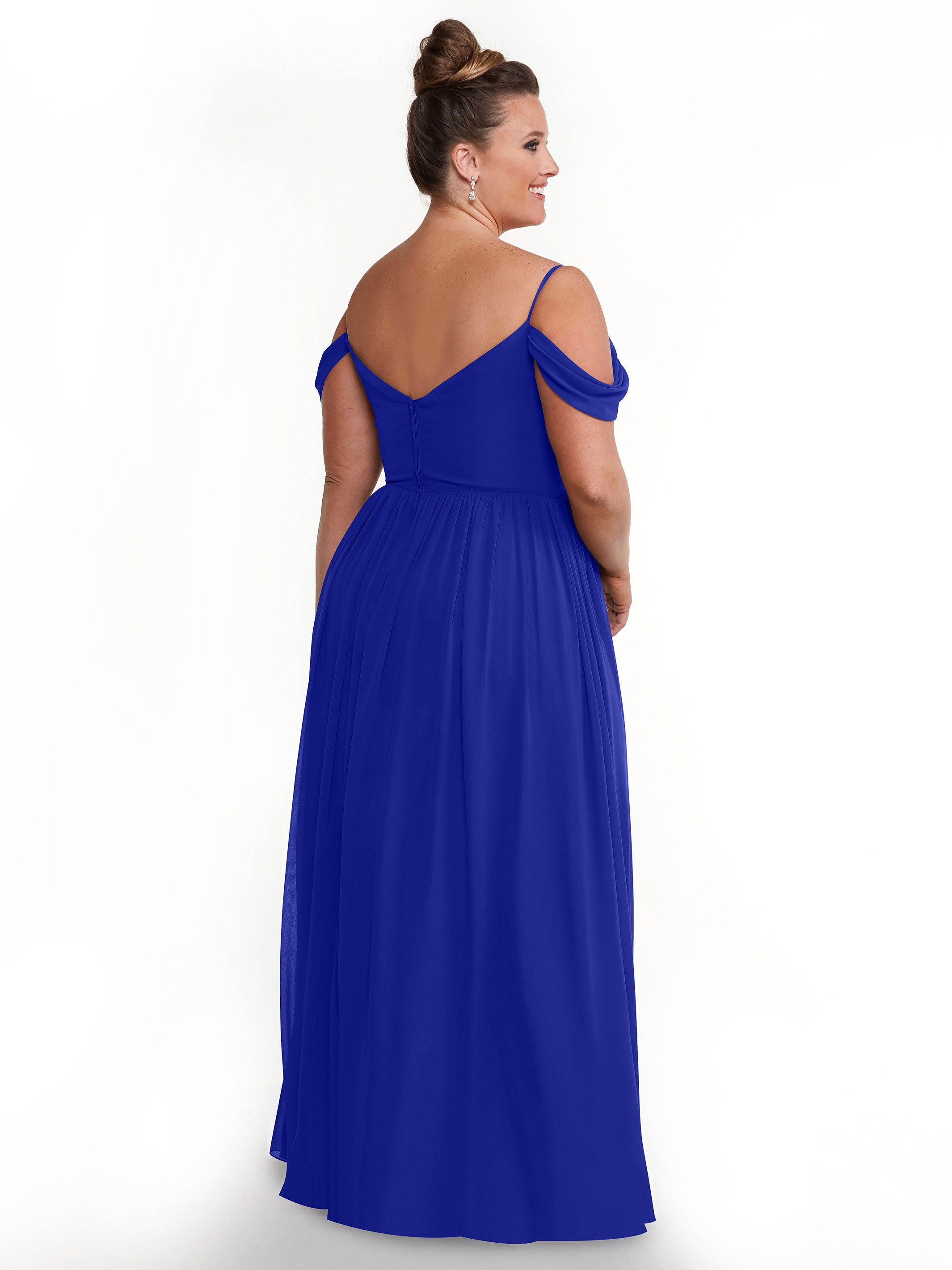 Elegant Off-the-Shoulder Chiffon Bridesmaid Dress with Spaghetti Straps - Perfect for Weddings, Formal Events & Special Occasions