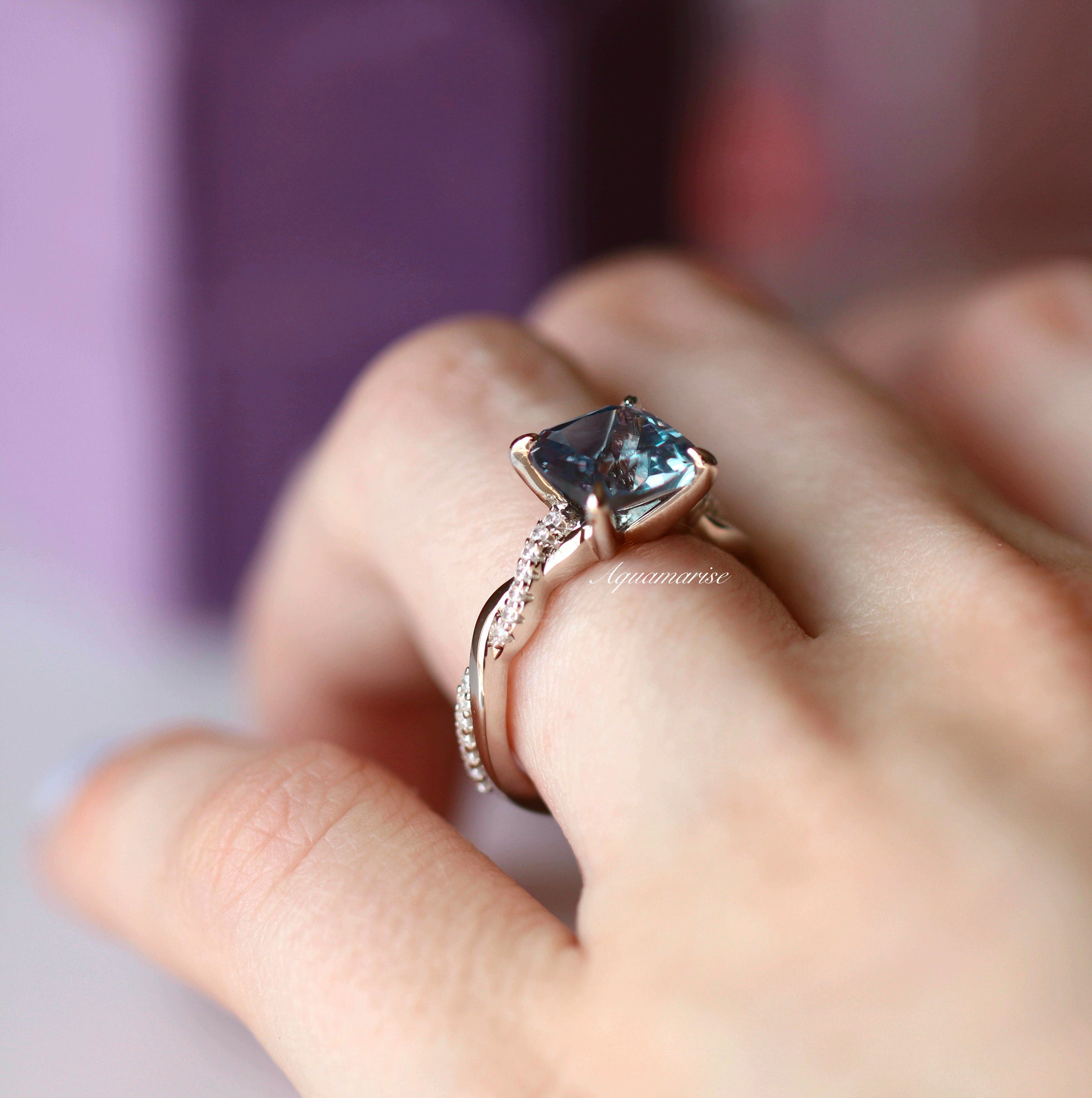Sophia Alexandrite Ring - Genuine Sterling Silver Jewelry for Women, Elegant Color Changing Gemstone Ring, Perfect for Engagement, Anniversary & Special Occasions
