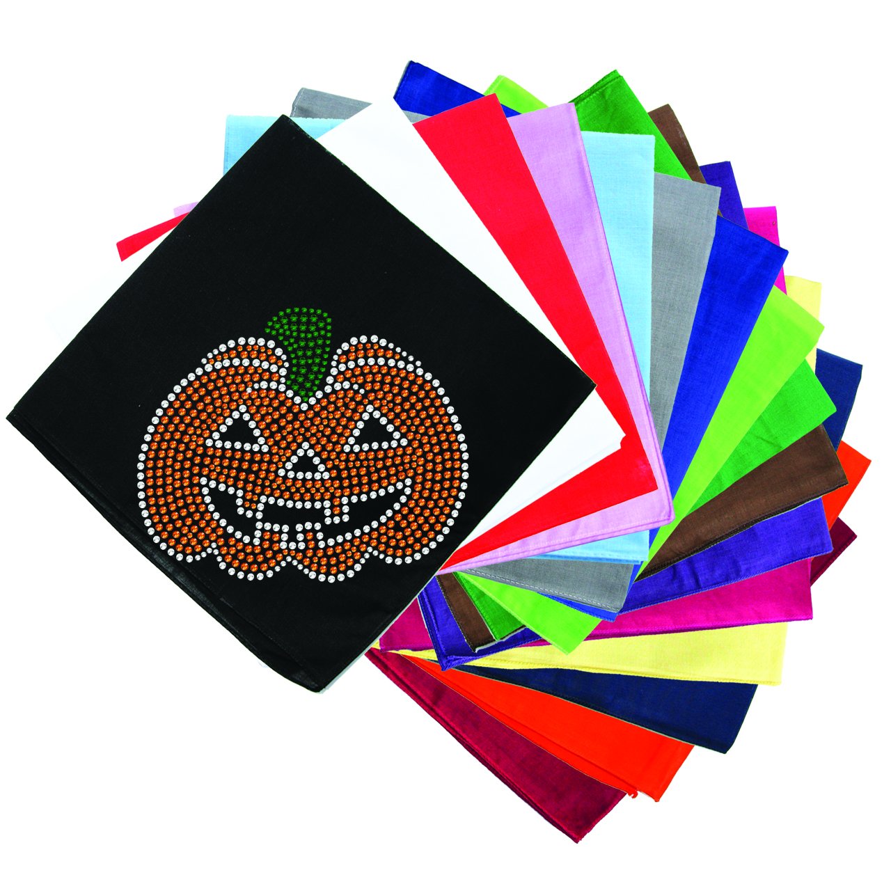 Sparkling Rhinestone Dog Bandana - Halloween Jack-o-Lantern Design - Adjustable Pet Scarf for Small Medium Large Dogs - Perfect for Halloween Parties, Pet Costume Contests & Photo Shoots