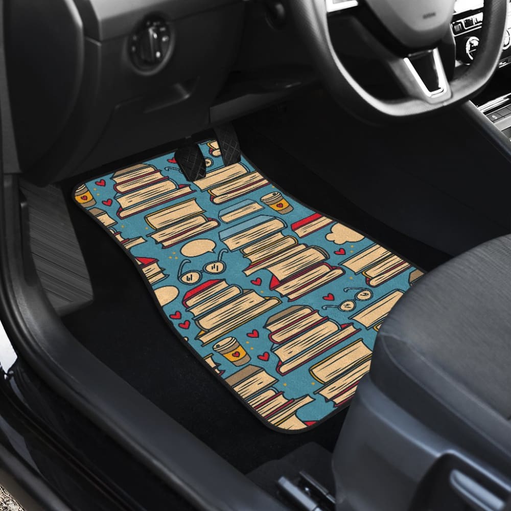 Premium Book Lovers Car Floor Mats - Non-Slip Custom Fit for Cars, SUVs & Trucks - Perfect Gift for Readers & Bookworms - Ideal for Commuting, Road Trips & Book Club Meetings