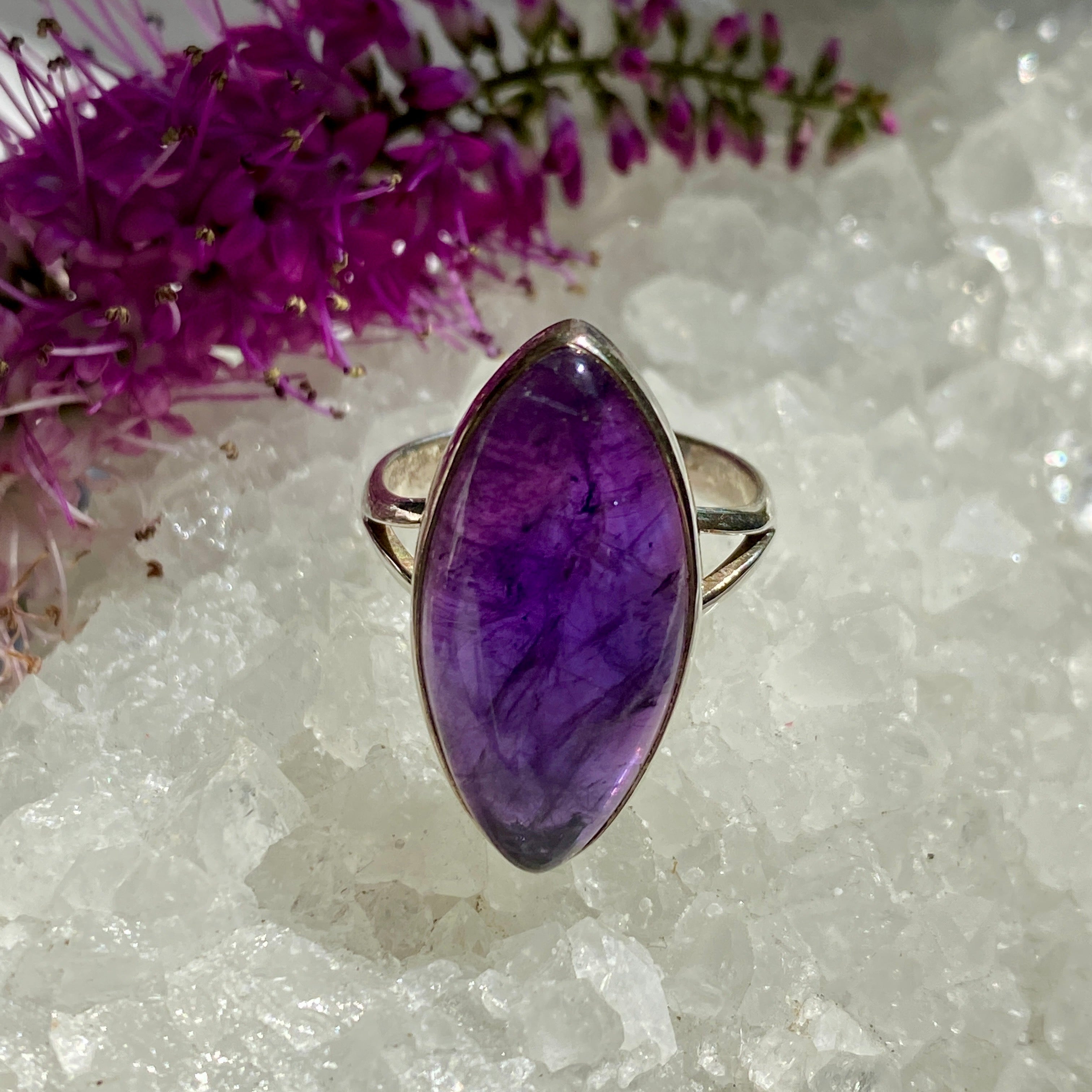 Amethyst Marquise Cabochon Ring Size 7 - KPGJ1338 | Elegant Purple Gemstone Jewelry for Women, Perfect for Weddings & Special Occasions