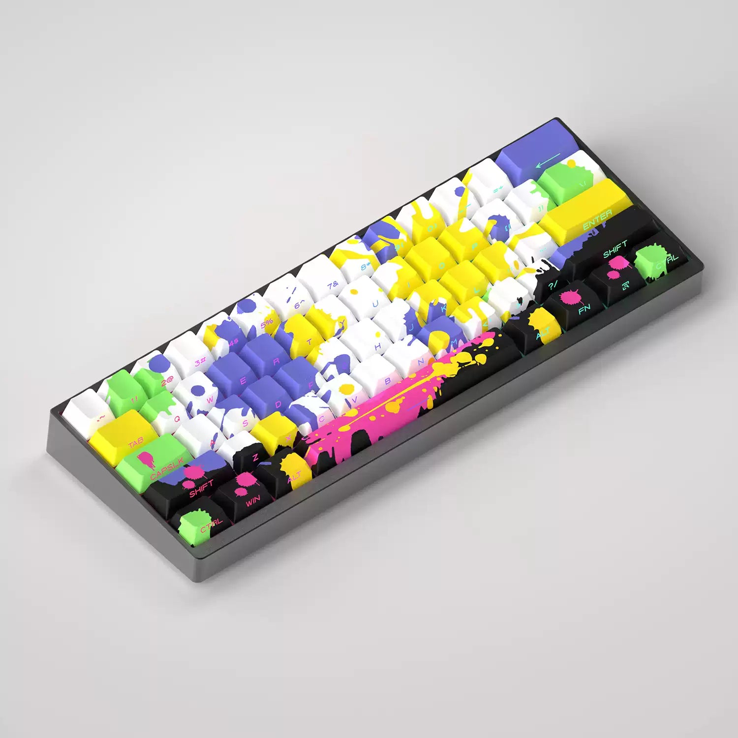 Custom Graffiti Ink Splash Art PBT Keycap Set - Dye-Sublimation Printed Mechanical Keyboard Keycaps for Gaming & Typing (87/104/108 Keys) - Perfect for Gamers, Programmers & Office Work