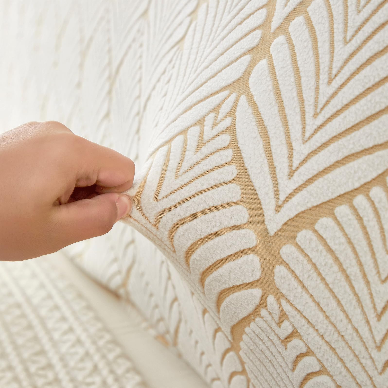 EFELIM Stretch Headboard Covers - Full/Queen/King Size Jacquard Slipcover - Dustproof Protector for Upholstered & Wood Headboards (Beige, 55-63in) - Perfect for Bedroom Decor & Furniture Protection