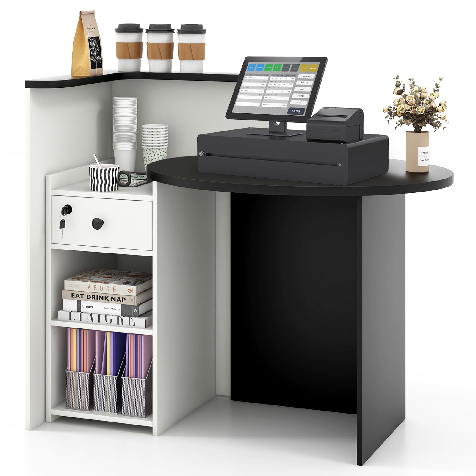 Giantex Reception Desk with Lockable Drawer - 63