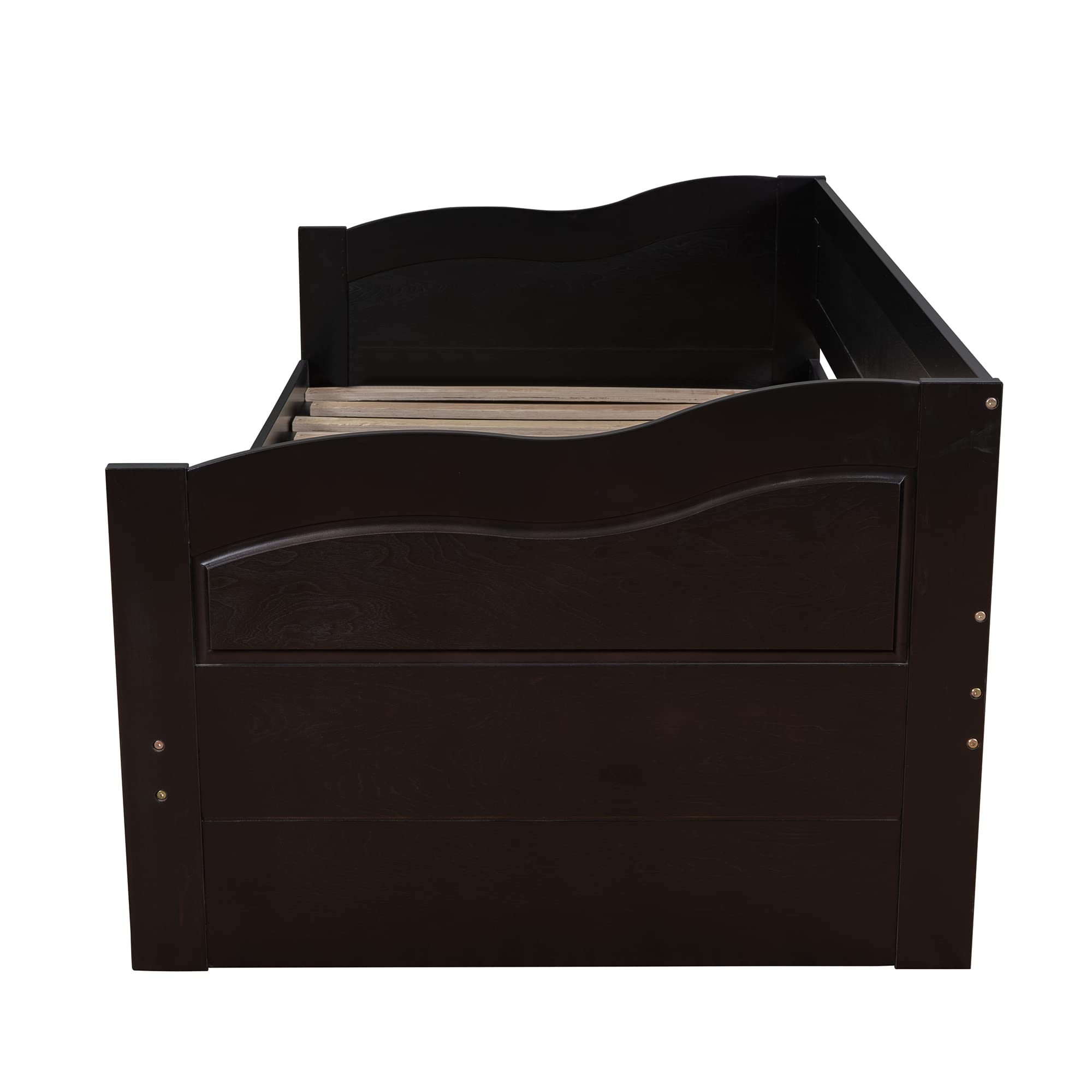 Wooden Daybed with Trundle & Storage - Twin to King Sofa Bed for Bedroom & Living Room