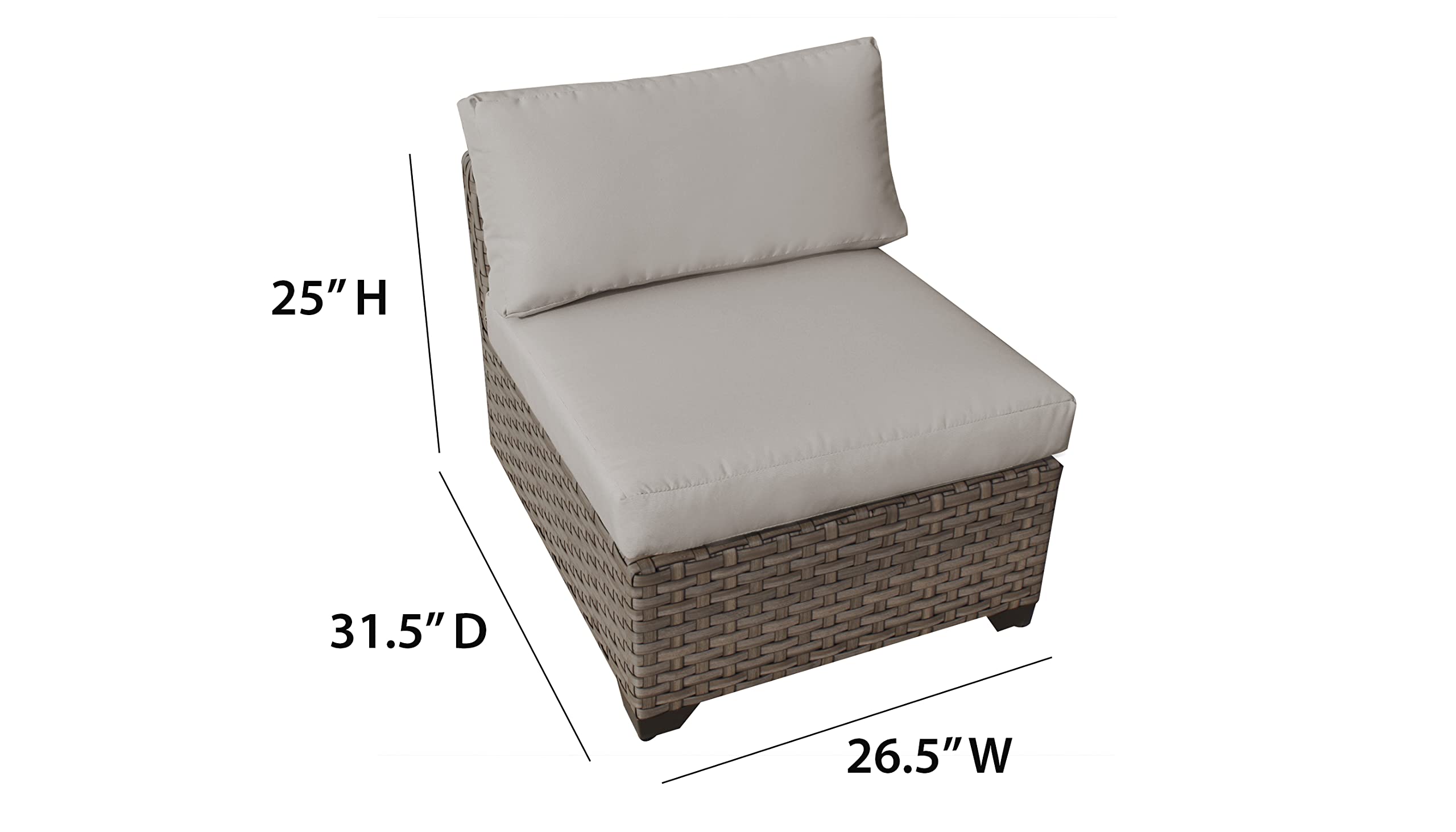 TK Classics Monterey 7-Piece Outdoor Wicker Patio Furniture Set - All-Weather Rattan Sofa Sectional with Coffee Table - Beige - Perfect for Backyard, Garden, Poolside & Patio Relaxation