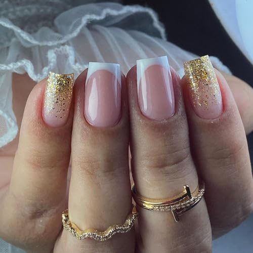 French White with Gold Glitter A01