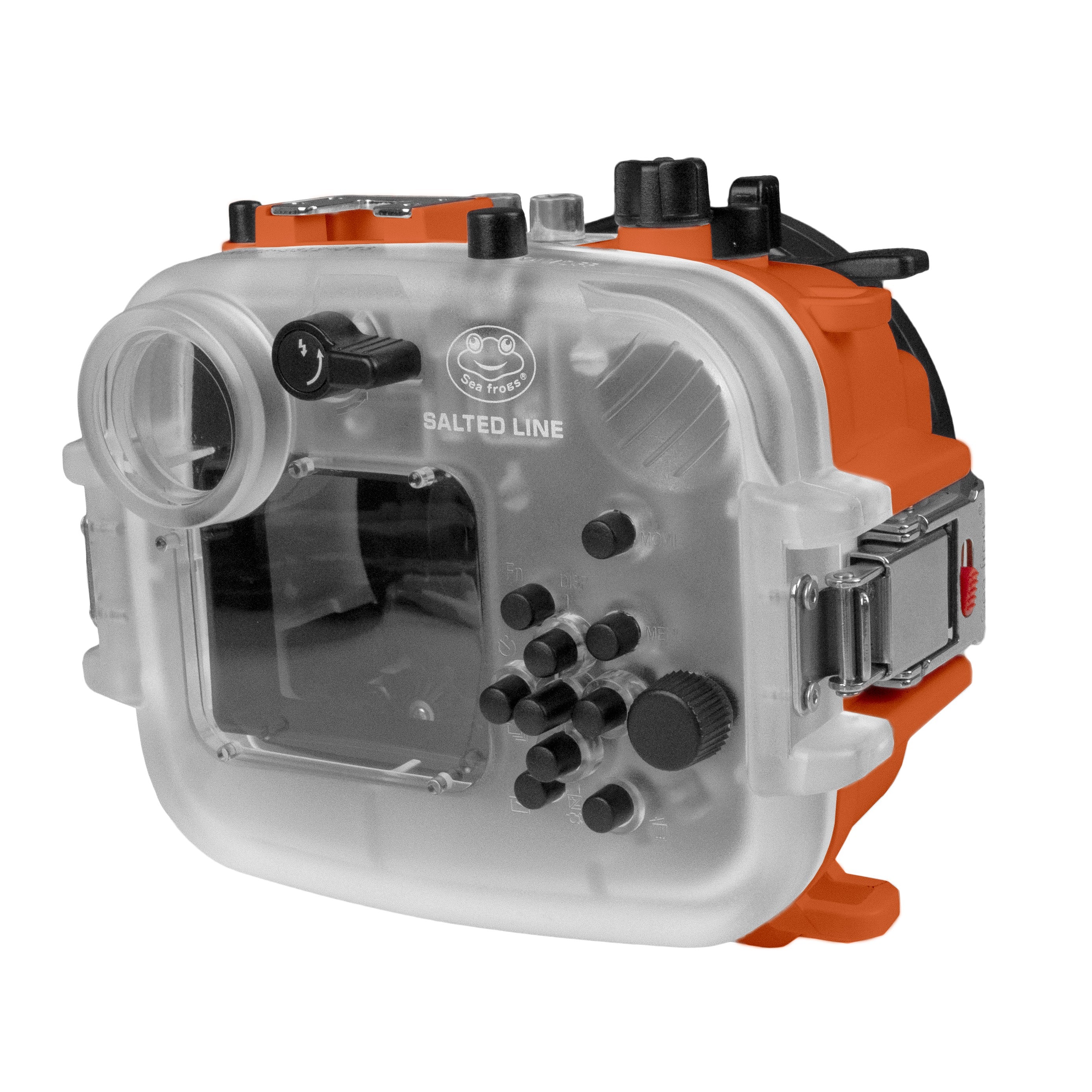 Waterproof Housing for Sony RX1xx Series - 60M/195FT Depth Rating, Pistol Grip & 6 Optical Glass Dry Dome Port (Orange) - Ideal for Underwater Photography, Scuba Diving, and Marine Exploration