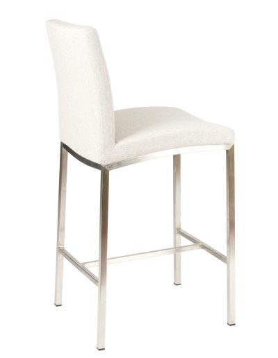 Adam Stool in Dove Fabric Seating - Modern Upholstered Stool for Living Room, Bedroom, or Office - Comfortable and Stylish Home Decor Accent Piece