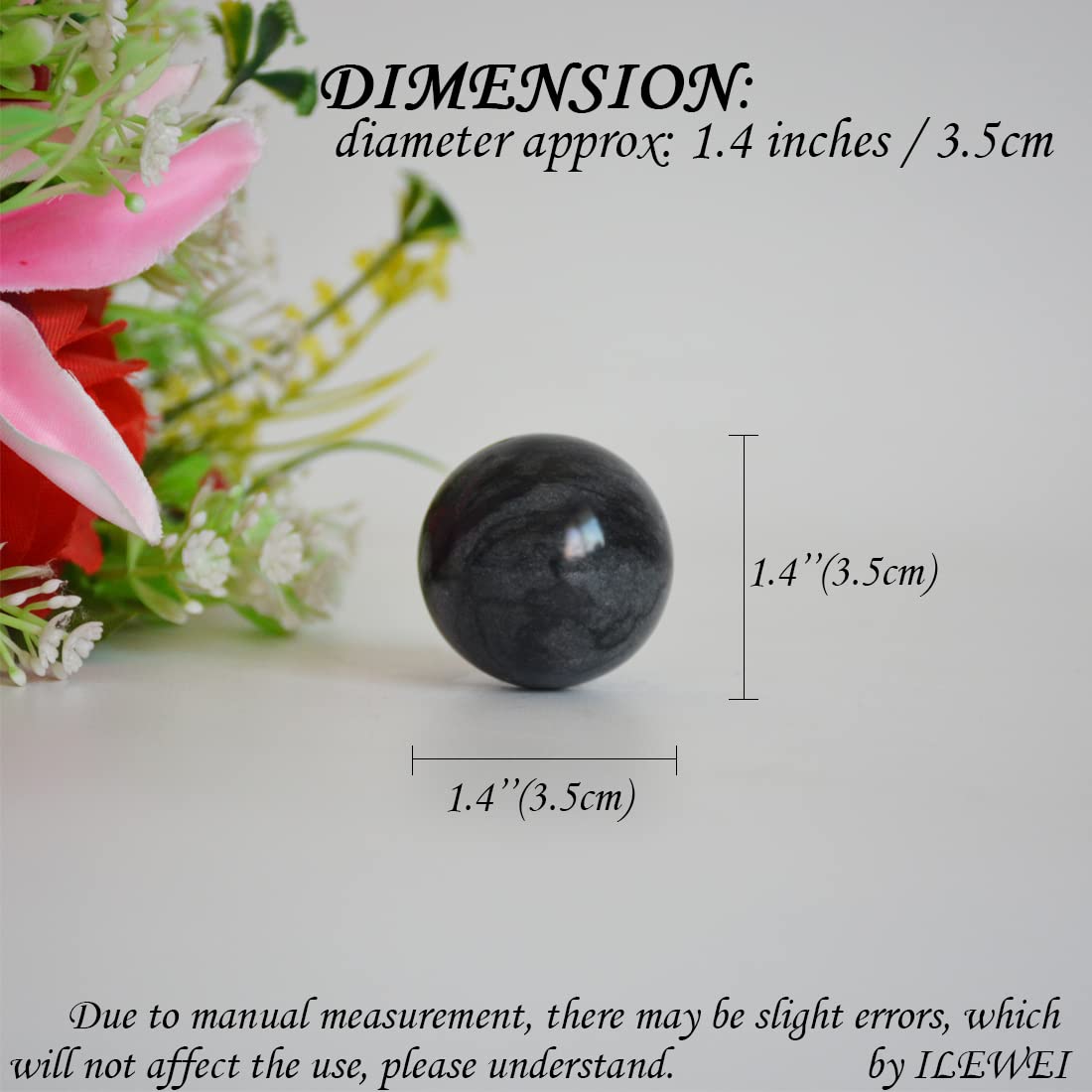 Chinese Exercise Massage Balls - Grey-Black Marble Baoding Balls for Stress Relief, Hand Therapy & Arthritis Relief (1.4 Inch with Storage Bag) | Perfect for Tai Chi, Zen Meditation & Finger Relaxation