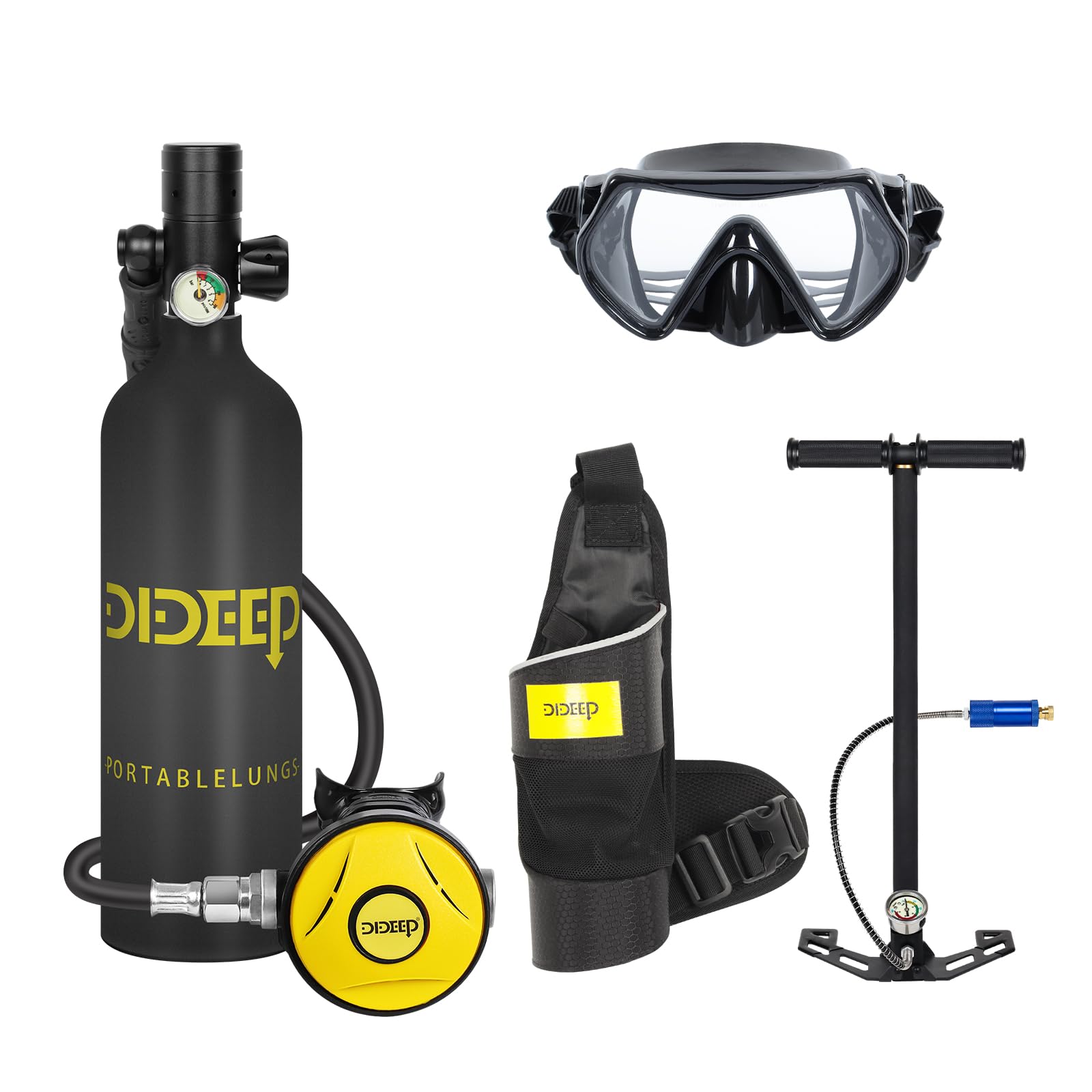 X4000Pro Mini Scuba Tank 1L Capacity - Portable Emergency Oxygen Tank for 15-20 Minutes Underwater Breathing - Reusable Dive Equipment for Snorkeling, Scuba Diving & Emergency Rescue - Perfect for Underwater Exploration, Marine Adventures & Survival Situations