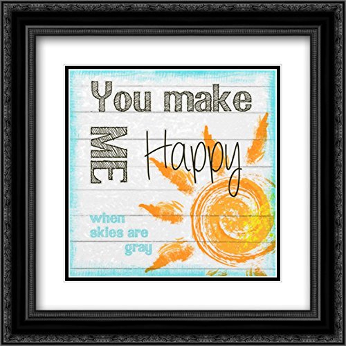 Greene & Taylor 15x15 Black Ornate Framed Art Print - 'You Make Me Happy' Double Matted Museum Quality Wall Decor for Living Room, Bedroom & Office