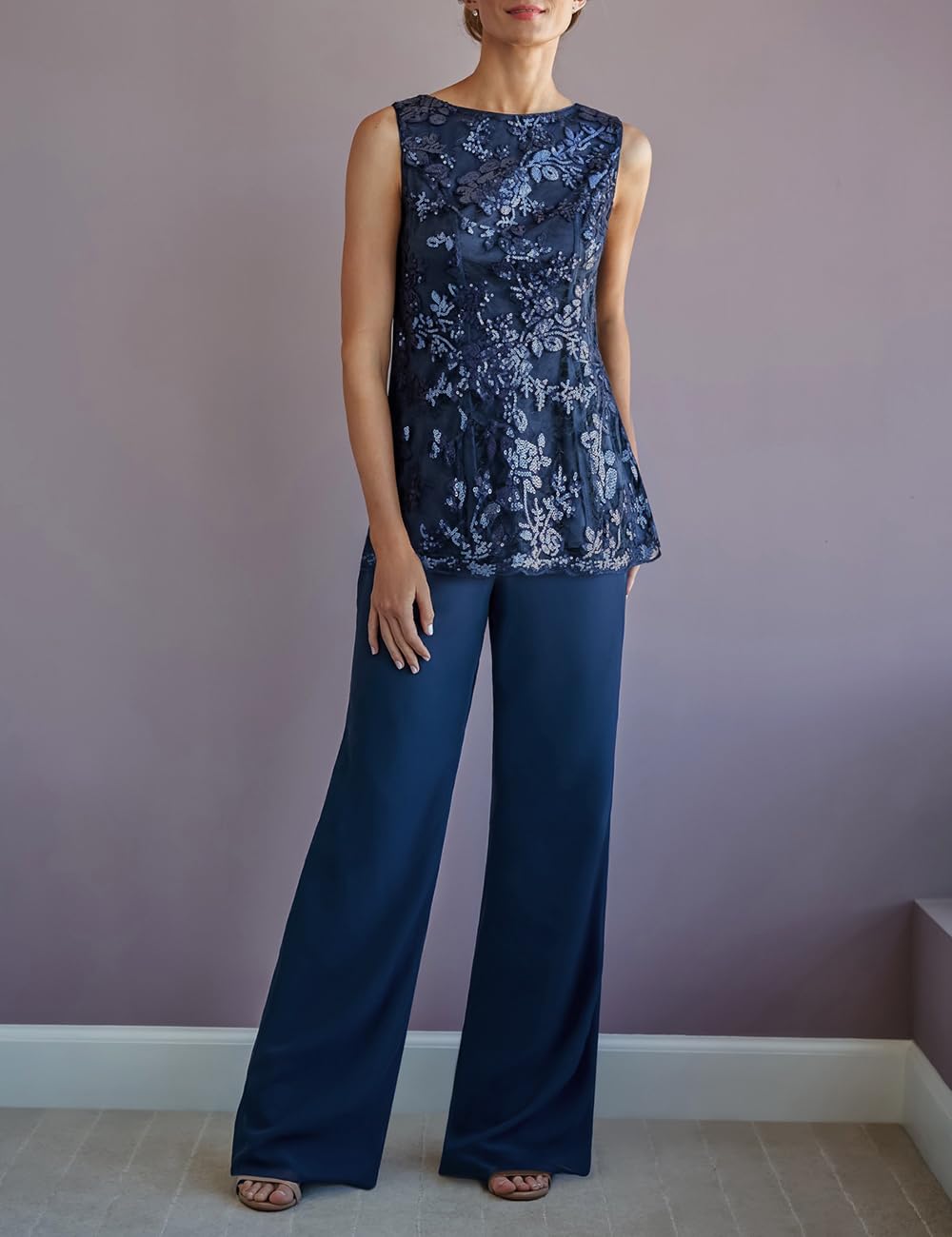 Elegant Women's 3-Piece Lace Pantsuit Set - Mother of Bride Formal Outfit for Weddings, Parties & Special Occasions