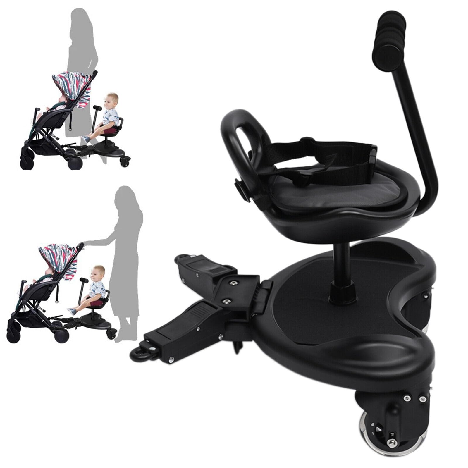 Universal 2-in-1 Stroller Board with Detachable Seat - Standing Ride-On Board for Toddlers (Up to 44lbs) - Perfect for Shopping, Travel & Everyday Use with Kids