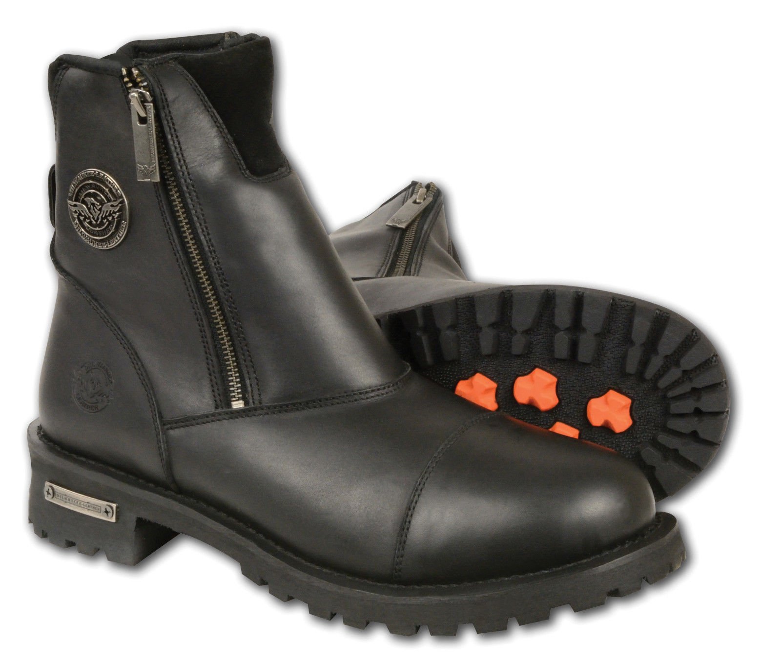 Milwaukee Leather Men's Super Clean Double Sided Zipper Boots - Round Toe Black Size 9 | Durable Work Boots for Construction & Outdoor Activities