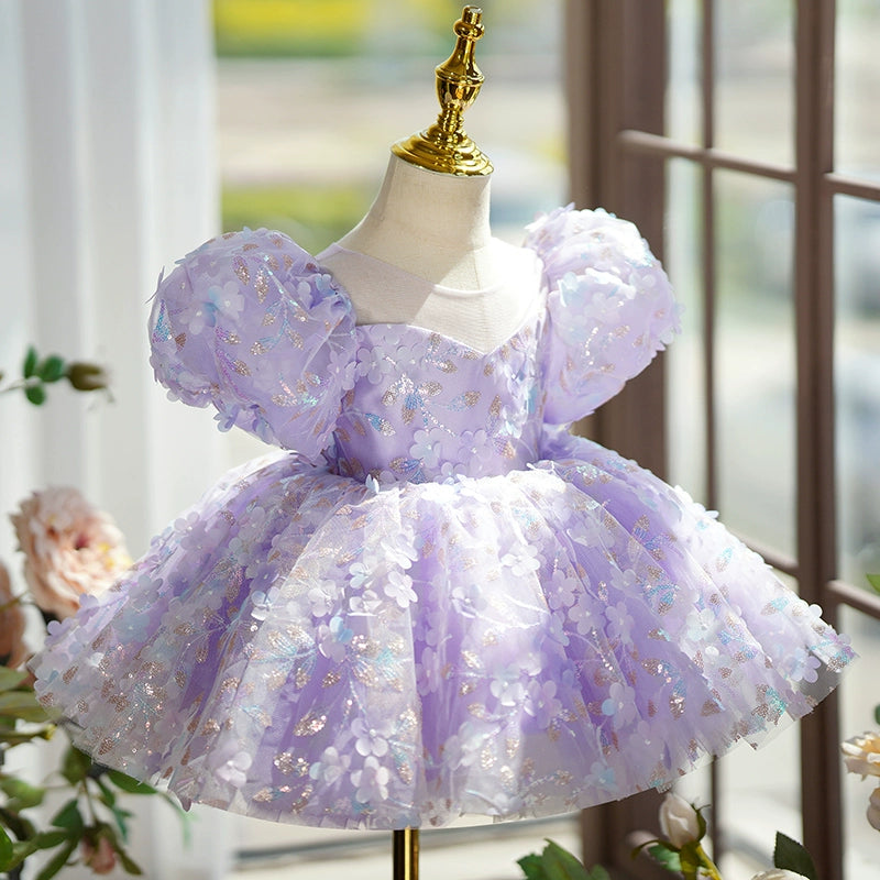 Elegant Purple Sequin Baby Dress for Toddlers - Sparkly Mesh Princess Party Costume | Perfect for Birthday Parties, Pageants & Special Occasions