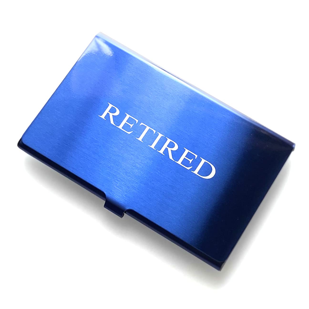 RXBC2011 Retired Business Cards - 50 Yellow Cards in Blue Stainless Steel Case | Funny Retirement Gift for Men, Women & Coworkers | Perfect for Retirement Parties, Office Farewells & Humorous Keepsakes