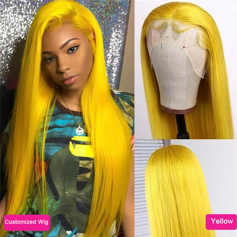 Eullair Customized Rainbow Colored Lace Front Human Hair Wig for Parties, Cosplay & Special Events | Natural-Looking Synthetic Hairpiece for Women