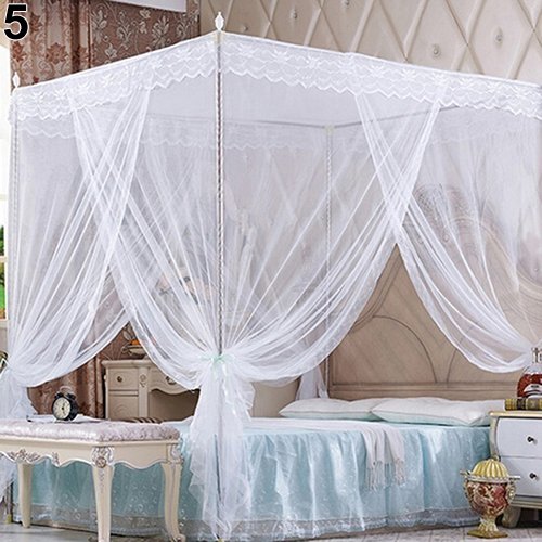 Romantic Princess Lace Canopy Mosquito Net for Bed - No Frame Needed, Fits Twin/Full/Queen/King Size Beds, White | Perfect for Bedroom Decor, Wedding Canopy, Boho Chic Style & Outdoor Protection