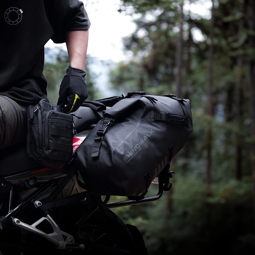 Rhinowalk Waterproof Motorcycle Saddle Bags 28L (14L x 2) - Anti-Vibration Motorbike Panniers with Shoulder Strap for Adventure & Sport Bikes - Perfect for Long Rides, Commuting and Motorcycle Camping Trips